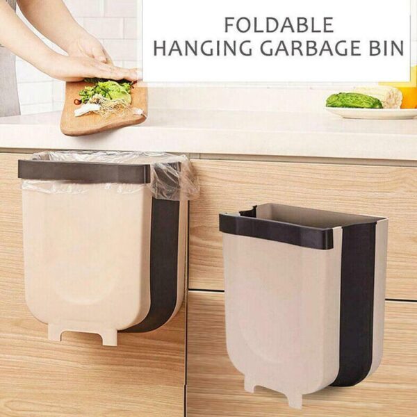 Kitchen Cabinet Door Hanging Trash Garbage Folding Dust Bin Fruits and Vegetable- Multi