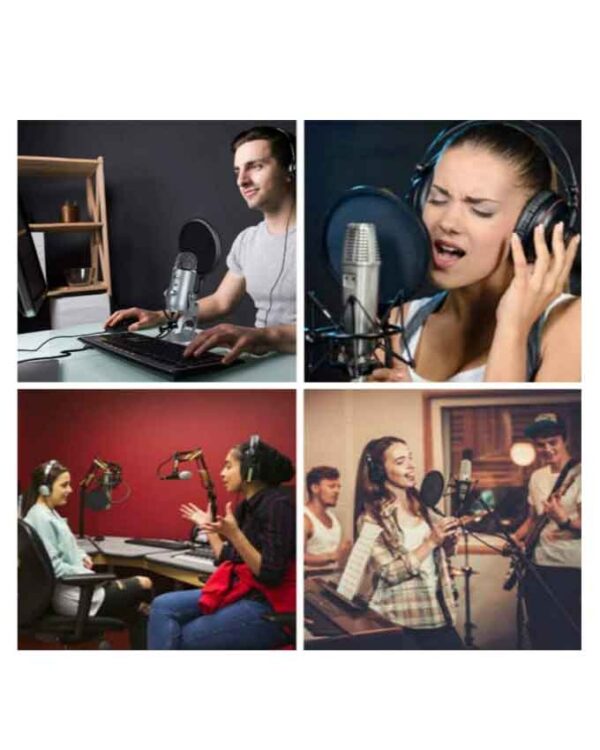 Pop Filter For Any Microphone Dual Layered Wind Pop Screen With Flexible 360 Clip Stabilizing Arm