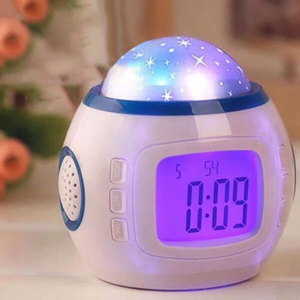 Kid Music LED Star Sky Projection Digital Alarm Clock Calendar For Children Gift