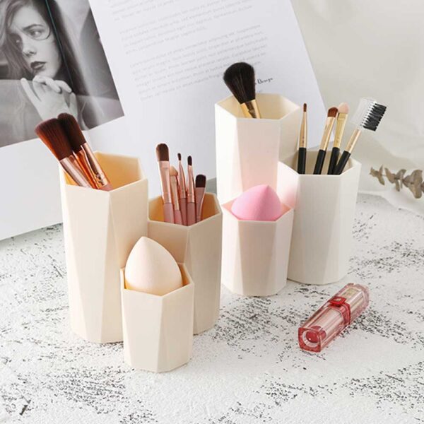 3 Compartments Table Cosmetic Make-up Brush Nail Polish Pen holder Rack Storage Organizer