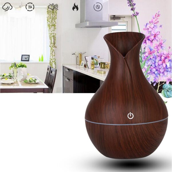USB Electric Wood Grain Ultrasonic Cool Mist Humidifier Aroma