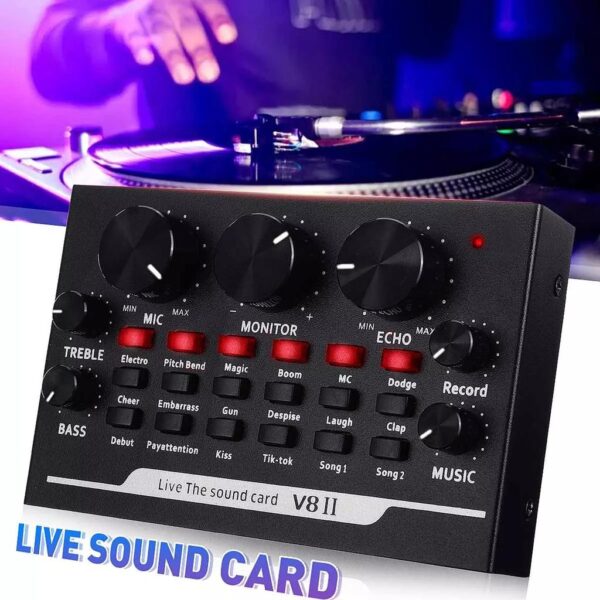 V8 Sound Card Audio External USB Headset Microphone Live Broadcast Sound Card