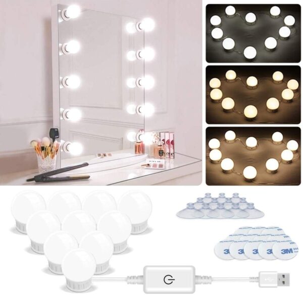 Good Quality Makeup Mirror Vanity 10 LED Light Bulbs Kit