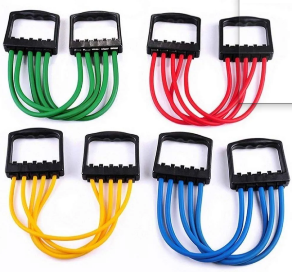 Resistance Band 5 Tube Silicone Adjustable Chest Expander