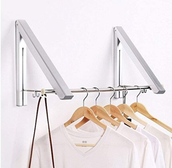 Wall Mount Hidden Type Dual Clothes Hanger Drying Rack Stand